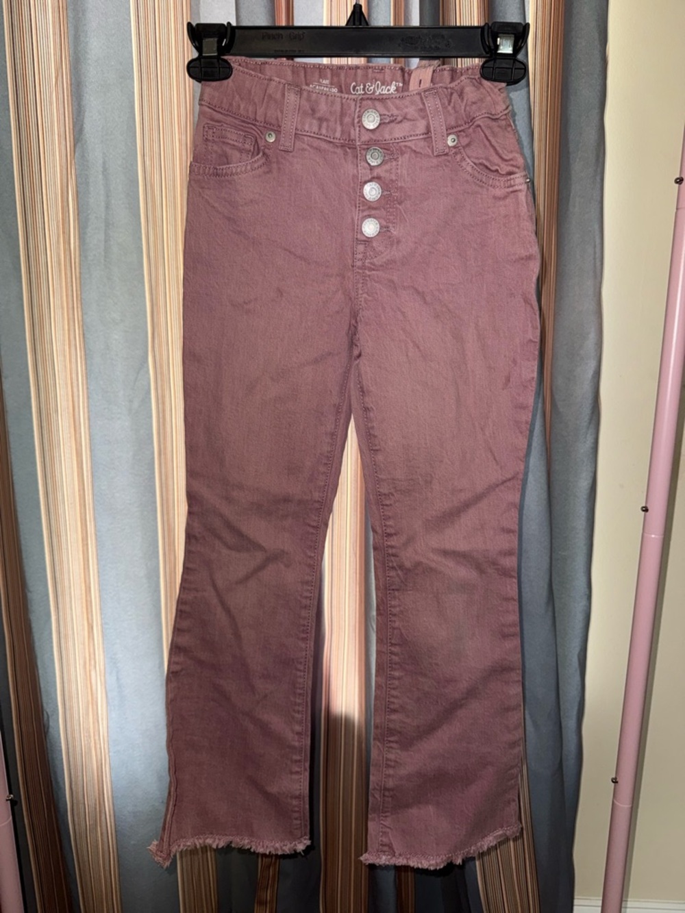 Cat & Jack Button-Front Mauve Flare Jeans - Girls Size 8
